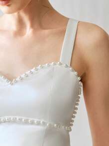 Gloray 女士纹理泡泡珠缀饰中长连衣裙 - 白色 - 查看 7