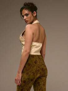 MUSERA 仿皮系带流苏上衣，适合节日、西部风情、夏季、假日、伊比沙岛、秋季、冬季穿着。 - 黃色 - 查看 3