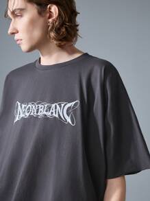 NEON BLANC 男士街头风格针织圆领短袖 T 恤 - 深灰色 - 查看 4