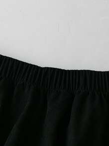 Flirla Bộ đồ mùa hè 2 món áo crop top gợi cảm và chân váy mini bồng bềnh cỡ lớn cho nữ, thời trang ngọt ngào và thanh lịch, phù hợp với phong cách Y2K mùa xuân/thu - màu đen - Xem 5