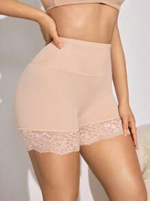 女士纯色撞色蕾丝塑身短裤