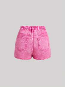 SHEIN MOD Jupe-short en jean délavé casual grande taille, été pour femmes, shorts pour femmes, femmes en rose, femmes de concert, raves, festivals de raves, Pâques pour femmes, vêtements d'été pour femmes, style old money pour femmes, concerts country, jupes de garden party, jupe-short pastel pour femmes, raves