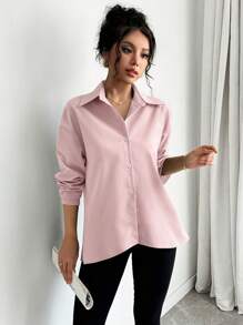 Chiquease Women's Elegant Solid Color Bow Decor Open Back Blouse For Autumn Women Shirt