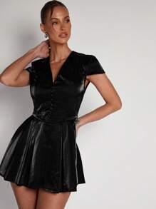 COSMINA Women's Mini Dress, Business Casual Style, Office Siren Outfits, Influencer Same Style, , Old Money Style, Summer Outfits For Women - Black - View 7