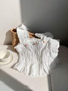 Comfortcana Women's 3D Beach Summer Floral Decor Frill Trim Camisole - White - View 6