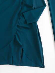 Swim Mulvari Women's Ruffled Modest Burkini Set, Solid Protective UV Resistant, For Summer Beach Vacation - Dark Green - View 4