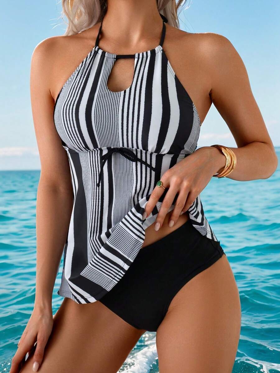 Swim Lushoire مجموعة من قطعتين بيكيني بحري من النوع النضج، بتصميم بالرات للأجازة الصيفية - متعدد الألوان - مشاهدة 1