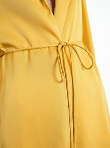 Maija 女士宽松舒适 V 领百搭休闲优雅都市时尚商务休闲办公室装，低调复古氛围，别致现代感，适合城市通勤，杂志编辑推荐，城市社交、度假、派对、浪漫、优雅、精致、巡航装 - 黃色 - 查看 12