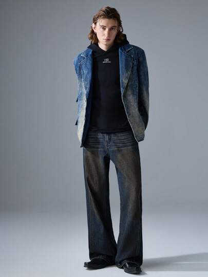 NEON BLANC Pantalones vaqueros tejidos casuales azules largos para hombre