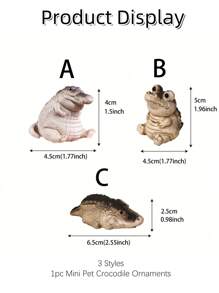 1pc Mini Pet Crocodile Ornaments, Cool Personalized Decor, Handmade Tea Ceremony Tea Set Accessories, Tea Table Tea Play, For Home Decoration, Home Decoration Best Gifts - Khaki - View 2