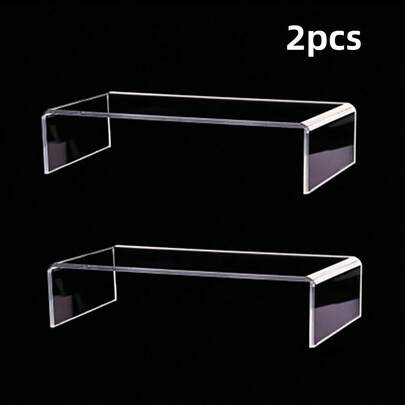 SHEIN 2 件透明亚克力展示架 - 多功能展示珠宝运动鞋 - 非常适合零售店、家居装饰和收藏品展示 - 坚固、透明的设计可最大程度提高可见度 - 增强您的商品展示效果