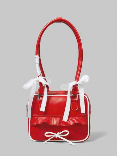 ROMWE Kawaii Fashionable Bow Decor Sweet Shoulder Bag