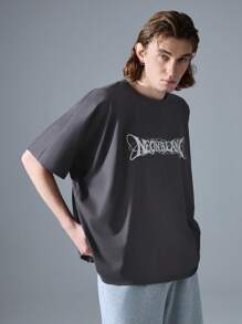 NEON BLANC 男士街头风格针织圆领短袖 T 恤 - 深灰色 - 查看 2