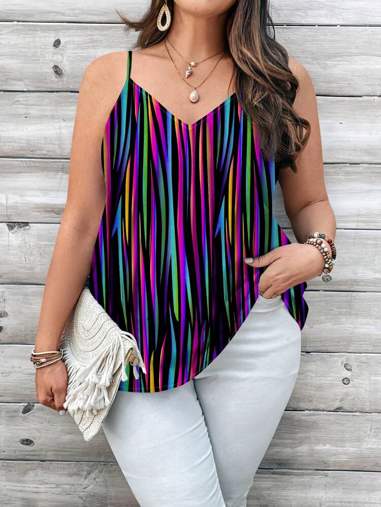 Camiseta sin mangas minimalista de cuello en V talla grande, adecuada para el verano, estilo bohemio para mujer, verano para mujer/verano, apropiada para salir, primavera