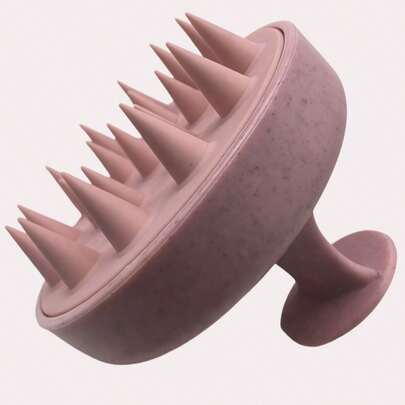 SHEIN 1 pieza Cepillo de plástico rosa de 8 cm * 6.5 cm para lavar el cabello, cepillo de masaje suave para el cabelludo, herramienta de cuidado corporal, adecuado para viajes, exteriores, deportes, oficina, escuela, horquillas, accesorios para el cabello, útiles escolares, Día de San Valentín