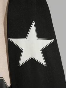 RueChic Men Star Printed Color Block Regular Zipup Hoodie - Beige - View 5