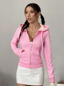 Flirla Sudadera con capucha de felpa elástica de corte ajustado y estilo vintage americano con bolsillos, para mujeres en graduación, regreso a la escuela, graduación, maestros, sudadera de regreso a la escuela para otoño