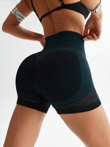 SHEIN Sport Studio Shorts esportivos sem costura cintura alta vazados shorts biker