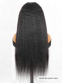 Peluca recta rizada con parte en V Peluca de cabello humano real Peluca de reemplazo de cabello asequible para mujeres Peluca sedosa barata para principiantes Usar para usar Peluca Color negro natural