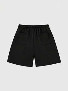 ROMWE MEN Street Life Men's Paint Splash Print Crotch Cargo Shorts - Black - View 2