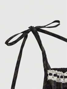 ROMWE 可爱女孩休闲学院风撞色蕾丝花边吊带背心