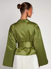 COSMINA Blusa elegante de commute de unicolor con mangas abombadas para mujeres
