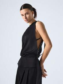 LYSMO 2025 New Arrival Avant-Garde Design Hollow Out Striped Pleated Sleeveless Top