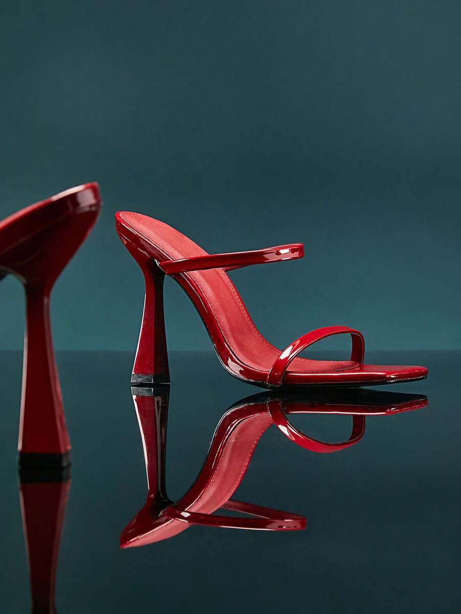 SHUZIA New Women's Burgundy Patent Leather Two Straps Red High-Heel Sandal Slip On Party Shoe Wedding Shoes - Burgundy - View 1