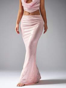 MISSGUIDED Elegant Sequin Maxi Skirt Evening Formal Party Wedding Guest Sparkle Long Skirt Special Occasion Holiday Glamour Celebration Festive Season