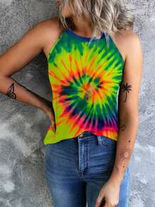 INAWLY Top de tirantes con estampado de teñido anudado para vacaciones informales