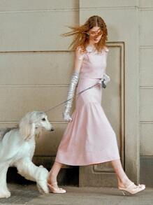 MOTF STUDIO 蝴蝶结装饰拉链后背无袖上衣，情人节 - 粉色 - 查看 9