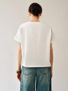 Uhlyne 女士圆领宽松短袖 T 恤上衣，休闲日常穿着