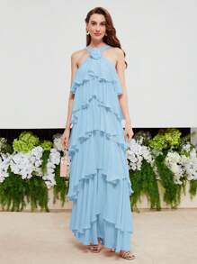 MOTF PREMIUM VESTIDO SIN MANGAS CON APLICACIONES Y CAPAS - Azul - Ver 7
