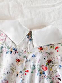 Vintaside Kids Young Girl Cute Rabbit Allover Print Puff Sleeve Dress - Multicolor - View 7