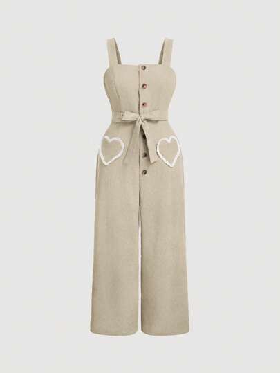 SHEIN MOD Plus Size Corduroy Wide-Leg Jumpsuit, Casual & Fashionable For Everyday Wear