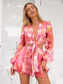 SHEIN VCAY Đầm lưới hở eo in họa tiết kỳ nghỉ cho nữ Đầm lưới đi biển cho nữ Đầm đỏ Đầm Phục sinh cho nữ Trang phục mùa xuân cho nữ Trang phục đi nghỉ Đầm lưới lễ hội Trang phục mùa xuân cho nữ Đầm Phục sinh cho nữ Đầm hoa cho nữ - Màu Hồng Tươi - Xem 6