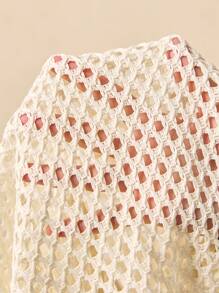 Poéselle Chaqueta camisa hueca para mujer, camisa de vacaciones, ropa de vacaciones de verano en la playa, blusa holgada de punto de unicolor casual para mujer, ropa bohemia chic