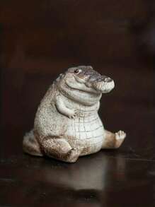 1pc Mini Pet Crocodile Ornaments, Cool Personalized Decor, Handmade Tea Ceremony Tea Set Accessories, Tea Table Tea Play, For Home Decoration, Home Decoration Best Gifts - Khaki - View 10