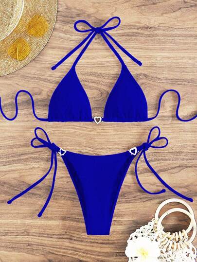 Swim Vcay Conjunto de bikini de unicolor para mujer para vacaciones en la playa