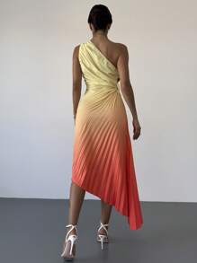 Firerie Elegantes, minimalistisches, stilvolles Damen-Maxikleid mit Farbverlauf, asymmetrischem Saum und Kordelzug, geeignet für Urlaub & Alltag, Frühling
