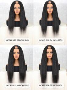 Peluca recta rizada con parte en V Peluca de cabello humano real Peluca de reemplazo de cabello asequible para mujeres Peluca sedosa barata para principiantes Usar para usar Peluca Color negro natural