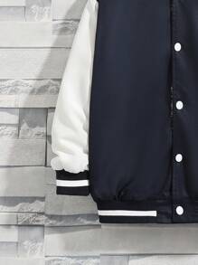 SHEIN Tween 男孩休閒北極熊印花夾克，彩色拼接袖子 - 彩色 - 查看 3