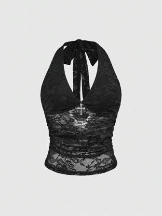 Goth Gothic Cross Decor Lace Cami Top For Women