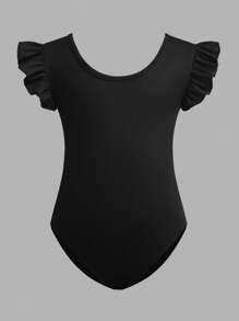 Sparklyn 3pcs/Set Young Girls Snug Fit Knitted Ruffled Sleeve Activewear, Sweet And Cute Ballet Dance Gymnastics Leotard - Multicolor - View 8