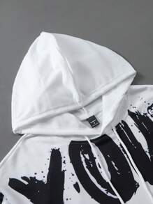 Manfinity EMRG Men's Letter Print Long Sleeve Drawstring Hoodie Sweatshirt, Autumn/Winter