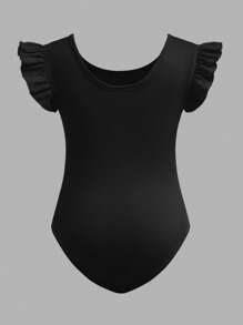 Sparklyn 3pcs/Set Young Girls Snug Fit Knitted Ruffled Sleeve Activewear, Sweet And Cute Ballet Dance Gymnastics Leotard - Multicolor - View 9