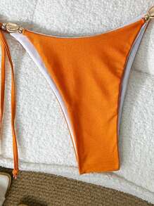 Swim Chiccia Ensemble de bikini 2 pièces pour femmes avec Top sans bretelle et sans fil décoré de coquillages et short à nouer sur les côtés, tenue d'été pour la plage