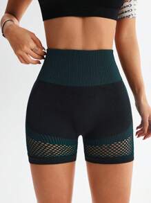 SHEIN Sport Studio Shorts esportivos sem costura cintura alta vazados shorts biker
