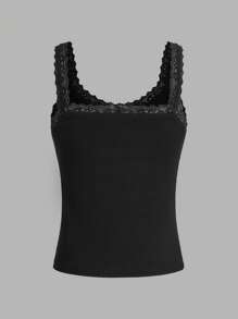 SHEIN Essnce 3pcs Lace Top White Tank Top Women's Casual Versatile Simple Lace Trim Camisole