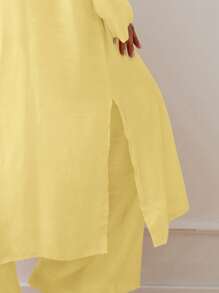 Swim Chiccia 女士和服休闲长袖纯色宽松裤套装